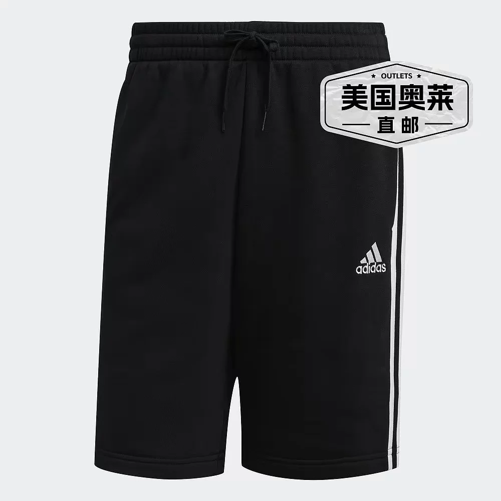 [Мужские шорты adidas Essentials Fleece 3-Stripes - черные / белые]