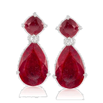 Ross-Simons Opaque Ruby Drop Earrings in 925 Sterling Silver - Red (USA Outlet
