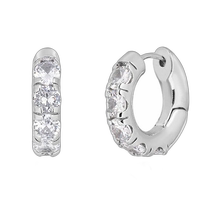 (韩国直邮)JUSTLOVER 智旻同款半镶钻一触式耳环 银色 白色 JLE