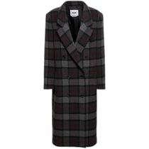 Hong Kong Direct Mail Trendy Luxury Msgm Womens Checked Wool Blended Felt Long Coat