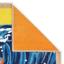 European Direct Mail Hermes Blue Sunny Wave Pattern Cotton Beach Mat