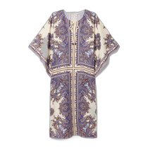 Hong Kong direct mail trendy luxury ZIMMERMANN womens Ottie paisley printed linen Turkish style long