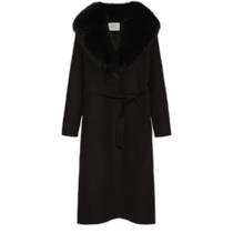 Hong Kong direct mail trendy luxury YVES SALOMON womens fox fur collar cuffed cashmere wool waistband