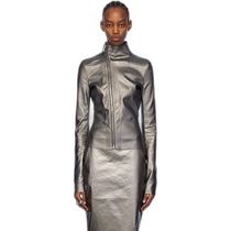 Hong Kong Direct Mail Trendy Luxury Rick Owens Rick Owens Womens Gray Gary Leather Jacket