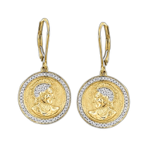 (Direct mail from the United States) ross-simons mens earrings sterling silver gold diamond pendant