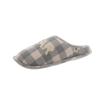 dearfoams Mens Faux Fur Lined Embellished Slippers - Cream Plaid (USA Outlet)