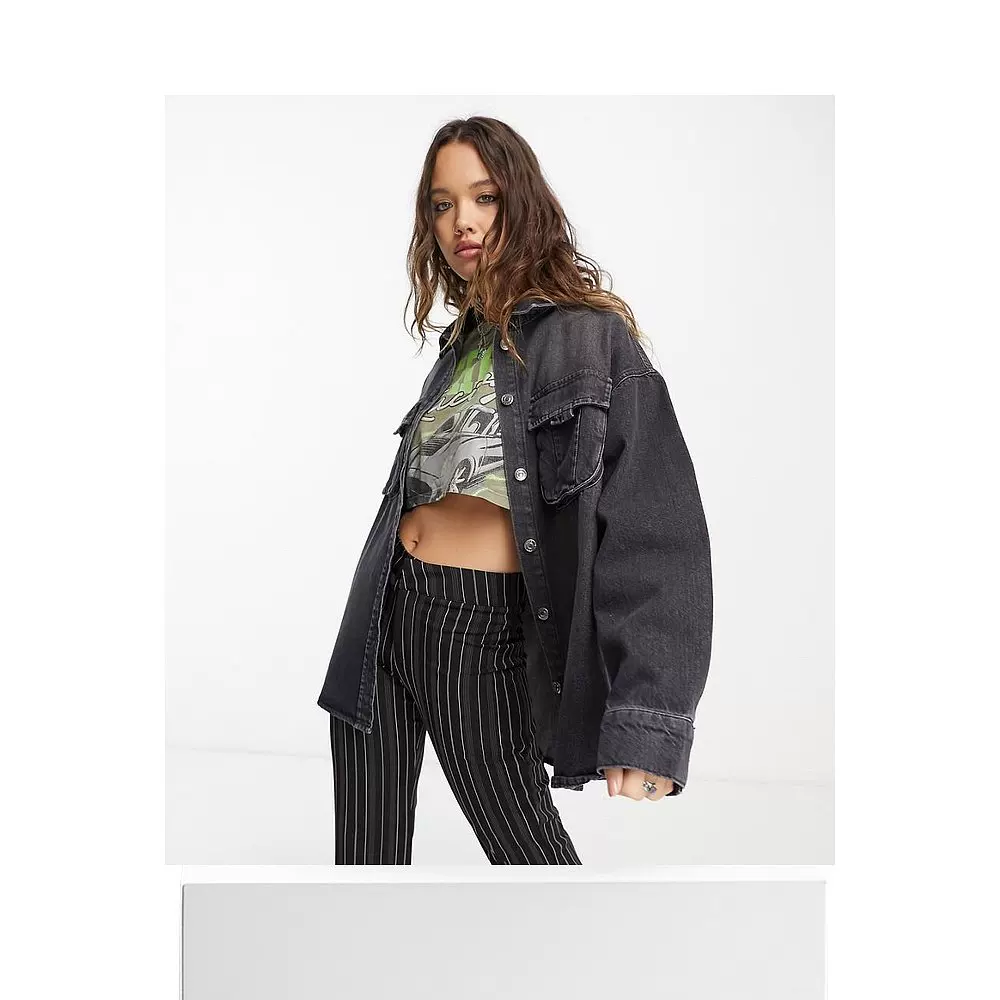 Гонконгская прямый почтовый поставка Tide Luxury ASOS шекет дизайн джинсовый рабочий карман стирка черная куртка