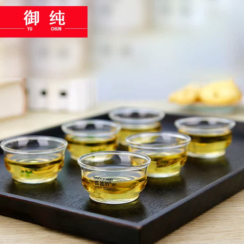 Royal pure glass cup suit high borosilicate glass kung fu tea set suit sample tea cup home 6 set