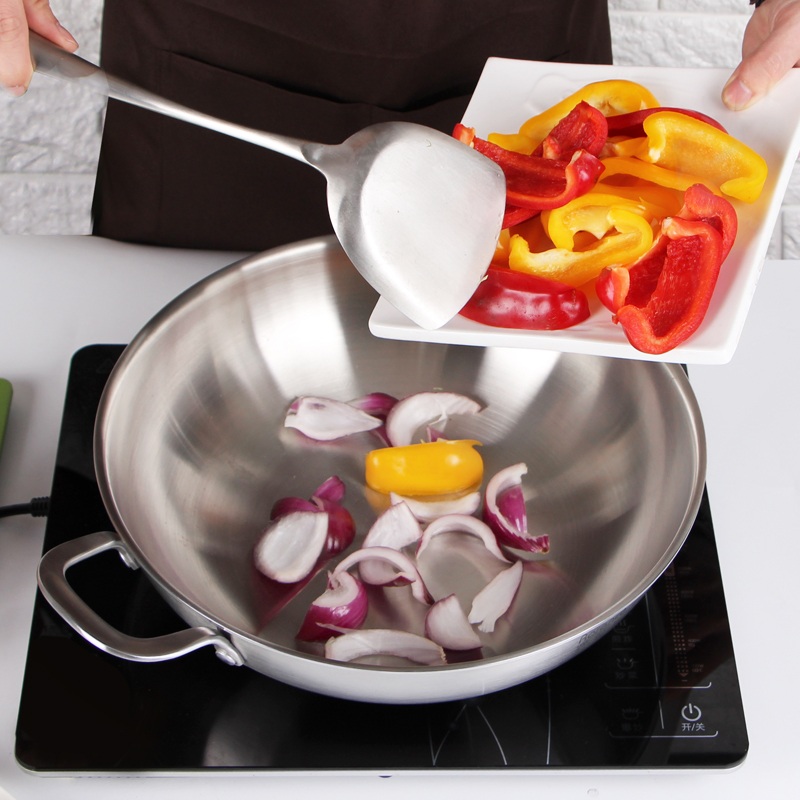 Rorens stainless steel frying pan 304 No coating Physics non-stick Home thickened flat-bottomed gas stove induction stove