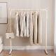 Household Floor-Standing Bedroom Clothes Rack, Indoor Simple Rack, Cream-Style Clothes Hanger, Balcony Single-Rod Drying Rack