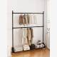 Double-Layer Bold Mobile Adjustable Clothes Rack Floor-Standing Household Simple Drying Coat Rack Kidsren's Double-Pole Display Rack