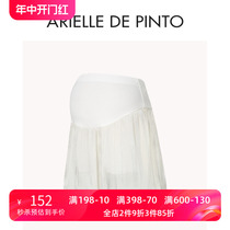 French ARIELLE DE PINTO maternity wear summer pearlescent satin high-waist belly-supporting white tutu skirt