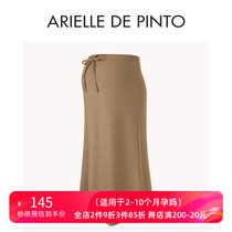 French ARIELLE DE PINTO maternity wear summer loose high waist belly support khaki slit skirt