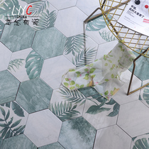 Love has porcelain Nordic green plant leaves Cement hexagonal tiles Kitchen tiles Bathroom small flower pieces wall tiles