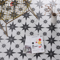 Nordic black and white geometric tiles 300×300 kitchen bathroom wall tiles Art flower tiles Balcony tiles