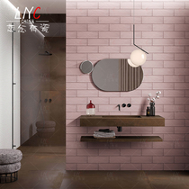 Nordic porcelain Macaron wave pattern tiles Kitchen bathroom balcony wall tiles Dark green pink background wall tiles