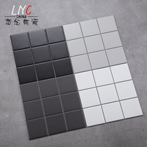 Nordic simple bathroom tiles kitchen black and white nine lattice background wall tiles All-ceramic white brick mosaic 300