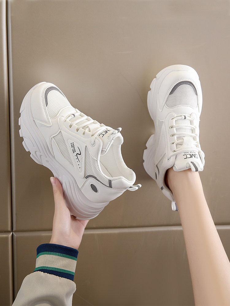 Platform Sneakers for Petite Women, Versatile Thick-Soled Shoes, 2025 Spring and Autumn New Style, Breathable Casual Sports Shoes