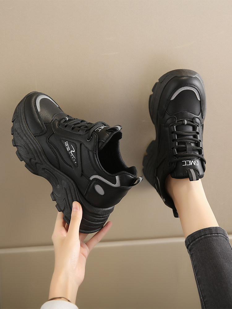 Platform Sneakers for Petite Women, Versatile Thick-Soled Shoes, 2025 Spring and Autumn New Style, Breathable Casual Sports Shoes