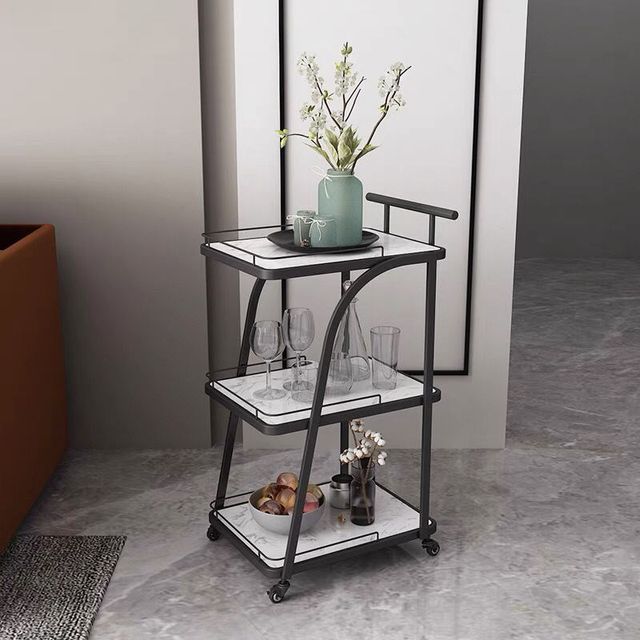 Nordic golden trolley simple household iron dining edge table light luxury mobile coffee table dining car storage rack corner table