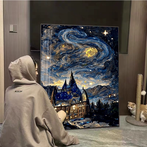 2024 Van Gogh Starry Sky Diamond Painting Всемирная живопись Cross вышивка 2023 Новая гостиная спальня Светлый роскошный крыльцо