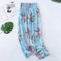 Quần pyjama mùa xuân và mùa hè Quần lụa Mian cotton lụa tơ tằm nhà quần mát điều hòa không khí mặc quần chống muỗi - Quần tây quần đôi mặc nhà