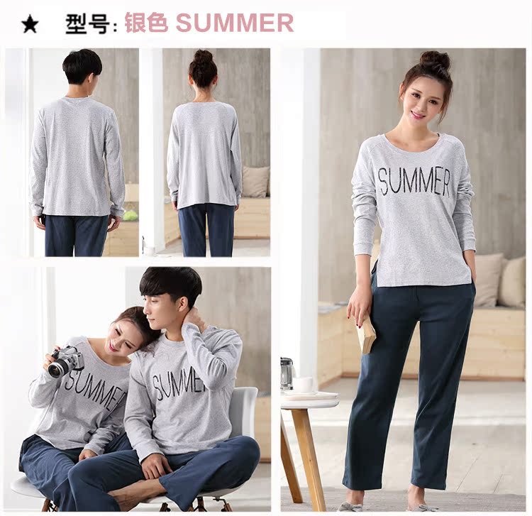 Bộ đồ ngủ mùa xuân và mùa thu đôi nam nữ cotton dài tay cỡ lớn cotton phục vụ nhà phiên bản Hàn Quốc bộ mặc nhà đẹp