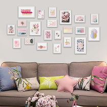  Multiple picture frame combination photo wall Solid wood photo frame Living room dining room wall decoration Free punching free printing photos