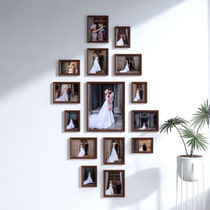 Entrance photo wall punch-free ins style wall solid wood photo frame vertical wall hanging combination background wall decoration