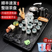 Tea tray set automatic one-in-one tea kung fu tea set household light luxury modern black wood tea table