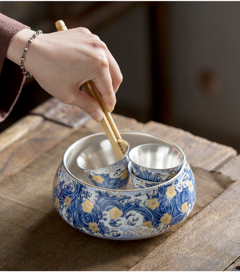 Tea to wash to wash large extra - large ceramic building water in a bowl silver writing brush washer washed blue coppering. As kung fu Tea Tea accessories