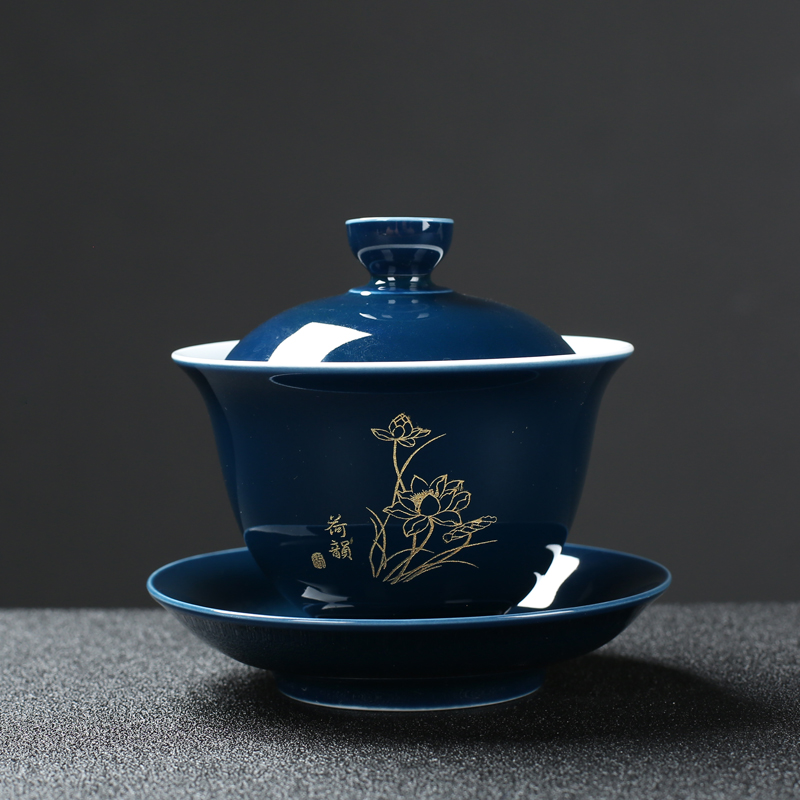 Japanese kung fu tea set home office with tea tray tea table ji blue glaze ceramic tureen teapot teacup