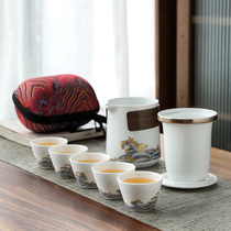 Travel tea set portable fast guest Cup Japanese one pot five Cup kung fu teapot tea set outdoor small set