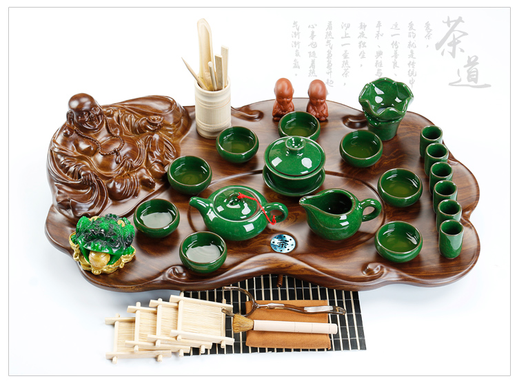 ZongTang undressed ore violet arenaceous kung fu tea sets big science and technology, wood real wood tea tray drainage congou ten cups of a complete set of the machine