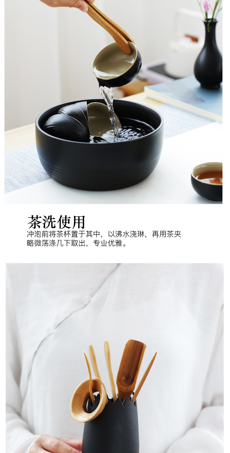 Black pottery tea set kung fu tea set office sitting room household contracted ceramic tureen restoring ancient ways of a complete set of tea cups