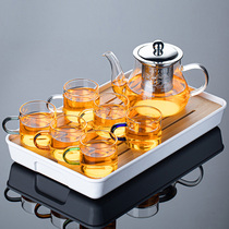 Heat-resistant glass tea set Kung Fu Tea Cup colorful home office small set Japanese transparent Black Tea Teapot
