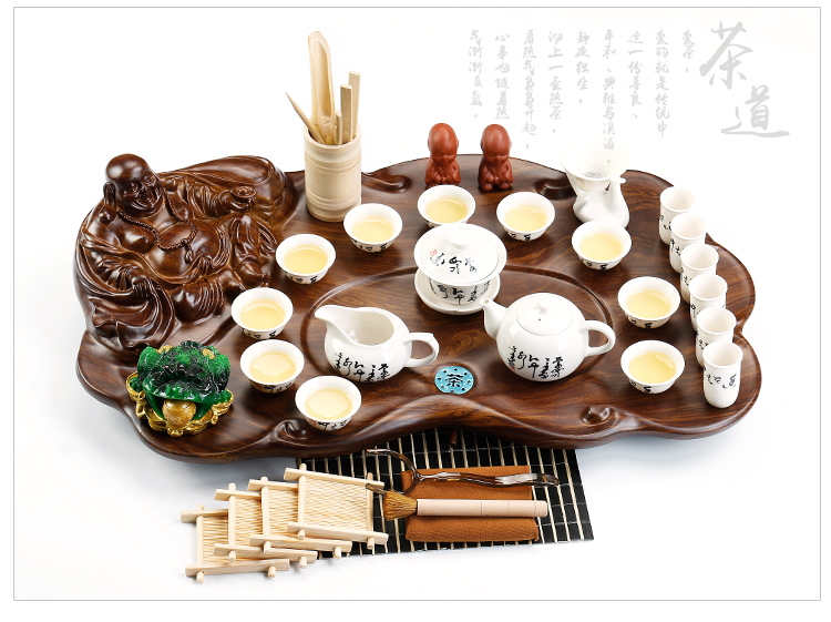 ZongTang undressed ore violet arenaceous kung fu tea sets big science and technology, wood real wood tea tray drainage congou ten cups of a complete set of the machine