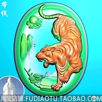Tiger on the mountain tiger zodiac Tiger under the Tiger old Tiger card jade carving relief map jdp