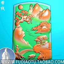 Songhe landscape character sun pine tree concave bottom boat flower and bird jade carving relief picture JDP