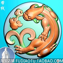 Jade Sculpture Round Dragon Imitation Ancient Dragon And Dragon Grass Dragon Grass Dragon Grass Dragon Bifacial Pendant with Embossed Figuron JDP