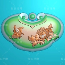 R442 Peony Ping An Lock Butterfly Ruyi Rich Treasure Lock Jade Carving Figure relief Figure jdp