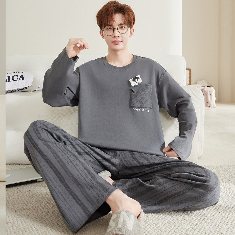 Extra Large Size Men's Pajamas, Plus Size 150kg for Fat Men, Home Wear Set, All-Cotton, Spring and Autumn Style, Extra Large Size