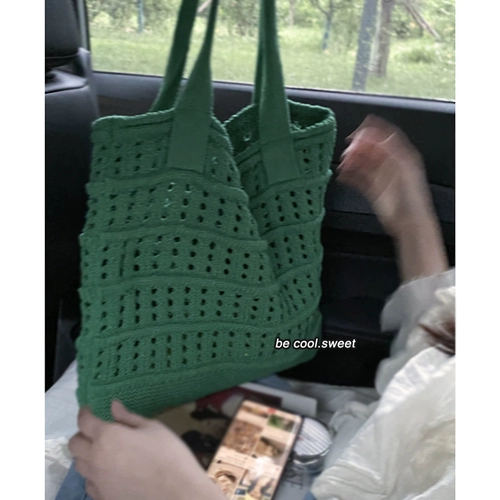 Вместительная и большая трикотажная вязаная сумка ручной работы, коллекция 2023, Южная Корея