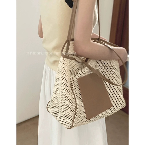 Вместительная и большая соломенная сумка через плечо, летняя плетеная универсальная сумка на одно плечо, коллекция 2023