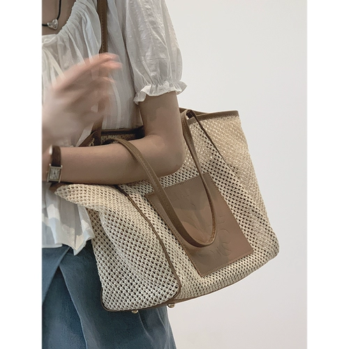 Вместительная и большая соломенная сумка через плечо, летняя плетеная универсальная сумка на одно плечо, коллекция 2023