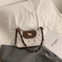 Printed underarm bag female 2020 New Tide Net red vintage baguette bag niche design bag shoulder Hand bag