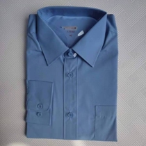 Men Sky Blue Blouses Free of scalding Casual Pure Color Long Sleeves Shirt Empty Inner Lining Plastic Buttoned Pro Shirts Clothing