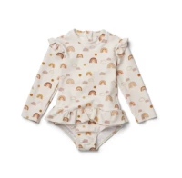 Радужный лонгслив, купальник, плавательная шапочка