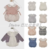 Детское милое дышащее боди для ползания для девочек, короткий рукав, цветочный принт