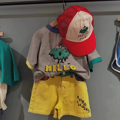 Брендовая летняя футболка с коротким рукавом для мальчиков, комплект для девочек, хлопковая толстовка, джинсы